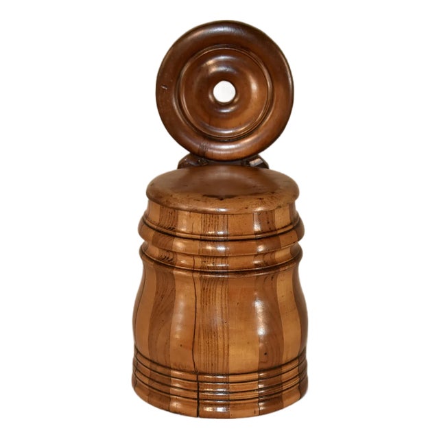 19th Century English Turned Wooden Salt Box For Sale