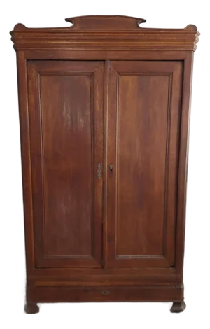 ​Antique 19th Century French Provincial Fruitwood Armoire With Bonnet Top