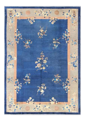 1920s Chinese Art Deco Royal Blue Rug - 9′8″ × 13′8″