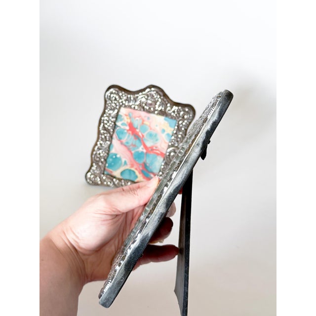Pair of Vintage English Sterling Silver Repoussé Picture Frames, Velvet Back, 1987 For Sale - Image 16 of 17