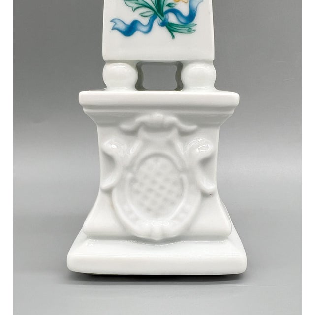 Vintage White Ceramic Obelisk With Colorful Floral Pattern For Sale - Image 4 of 10