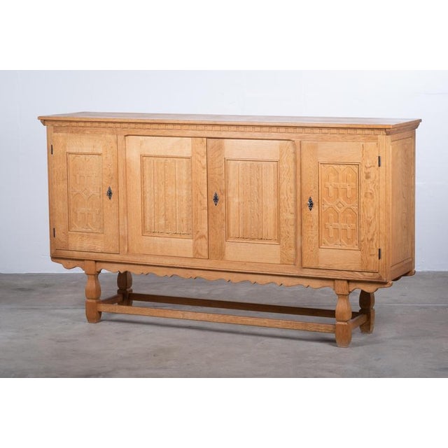 Brutalist Vintage Oak Sideboard by Henning Kjærnulf for EG Møbler, Denmark, 1960s For Sale - Image 3 of 14
