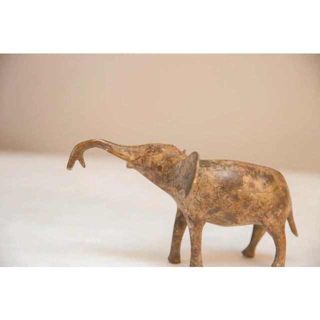 African Vintage African Light Patina Elephant Trunk Up For Sale - Image 3 of 7