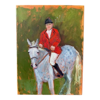 "Red Hunting Coat" Contemporary Original Expressionist English Traditional Oil Painting by Cully Kistler For Sale