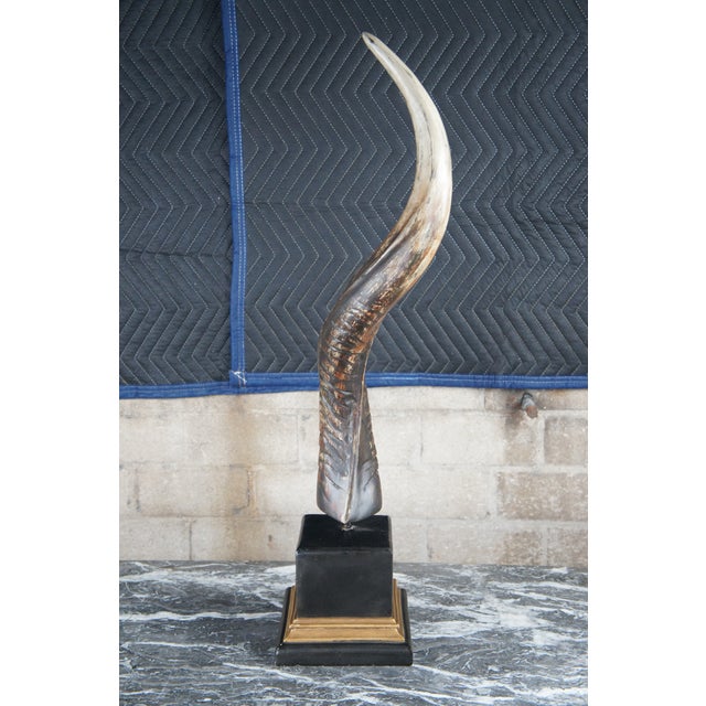 Mid 20th Century Faux Kudu African Antler Horn Sculpture on Stand For Sale - Image 9 of 9