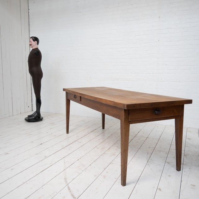 1900 - 1909 Antique Farmhouse Table in Oak, 1900 For Sale - Image 5 of 10