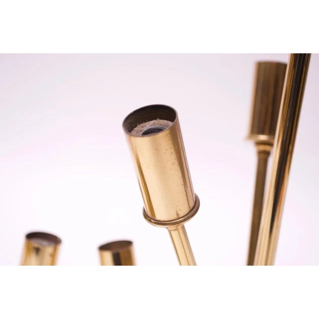 Midcentury Candelabra Style Six-Arm Brass Table Lamps - A Pair For Sale - Image 10 of 13