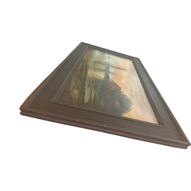 Antique Tonalist Harbor Scene Oil on Canvas Signed MPS in Period Wood Frame For Sale In West Palm - Image 6 of 11