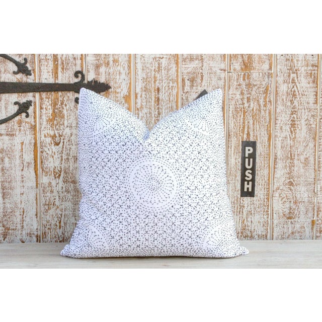 Indian Midnight Filanan Kantha Euro Pillow For Sale - Image 3 of 9