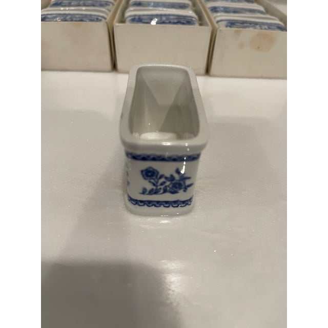 French Country 1970s Villeroy and Boch French Country Blue and White Porcelain Napkin Rings - Set of 9 For Sale - Image 3 of 6