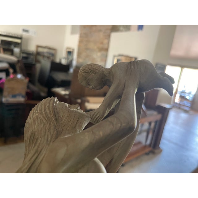 Wood Art Nouveau Style Wood Sculpture Nude Woman & Child For Sale - Image 7 of 10