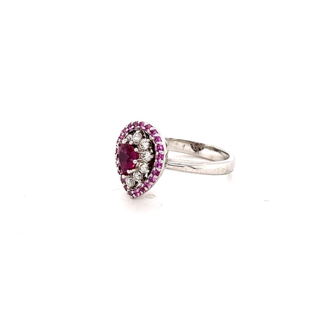 Contemporary Roshe Jewels Ruby Ring With Pink Sapphire and Diamond White Gold Engagement Ring, Size 7 For Sale - Image 3 of 9