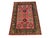 This Kazak-style tribal rug pairs a bright pink field with a deep green patterned border. Repeating motifs in ivory, navy,...