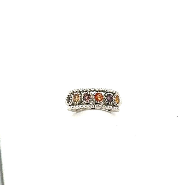 1.06 Carat Sapphire Band 14k White Gold Size 6.5 For Sale - Image 4 of 12