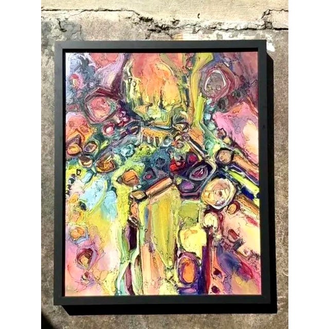 Vintage Original Abstract Oil Painting on Canvas For Sale - Image 11 of 12