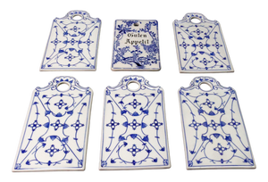 White and Blue Porcelain Breakfast Boards, Germany, 1930s, Set of 6
