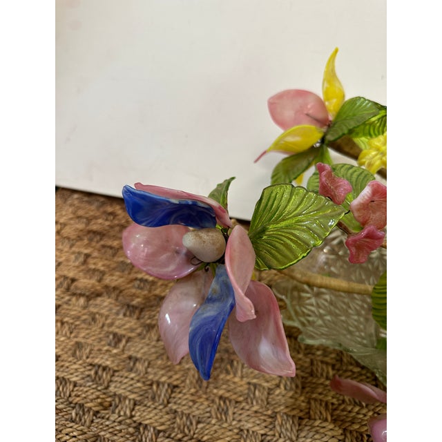 Glass 1970s Glass Murano Style Floral Arrangement Centerpiece Lamp For Sale - Image 7 of 8