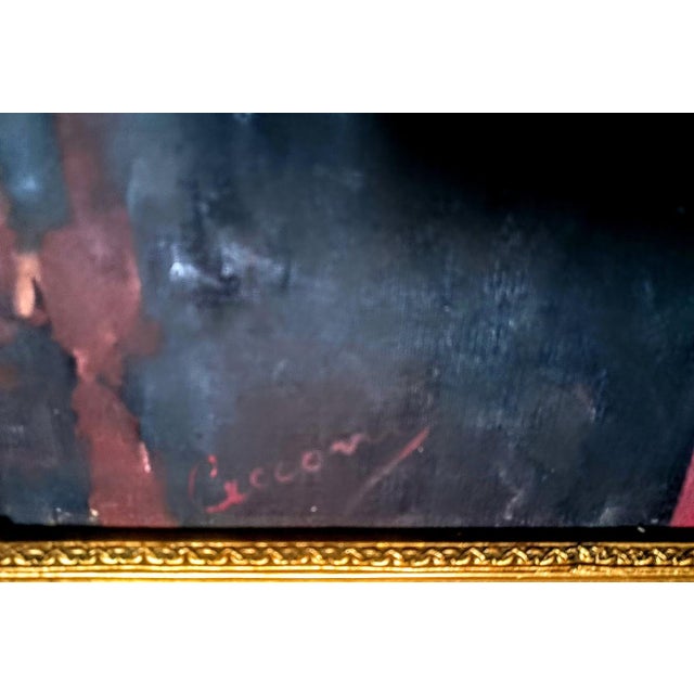 Ceccon, The Violinist, the Granddaughter and the Doll, Oil on Canvas, 1950s, Framed For Sale - Image 9 of 10