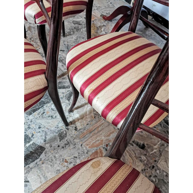 Chairs in Wood and Cream & Burgundy Fabric, 1960s, Set of 6 For Sale - Image 14 of 18