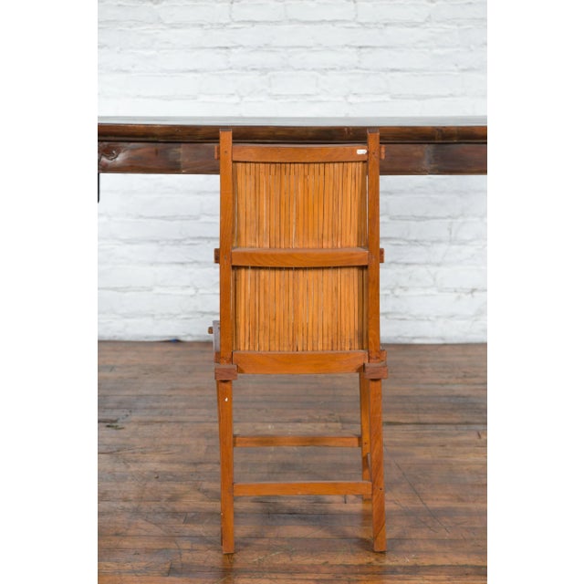 Vintage Rustic Javanese Wooden Side Chair with Slatted Bamboo Back & Seat For Sale In New York - Image 6 of 13