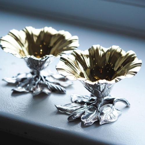 Antique Silver Salt Cellars with Naturalistic Flower Decor by William Bateman, 1832, Set of 2 For Sale - Image 3 of 18