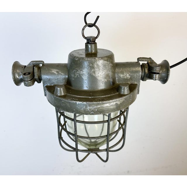 Industrial Cast Aluminium Cage Pendant Light, 1960s For Sale - Image 12 of 18