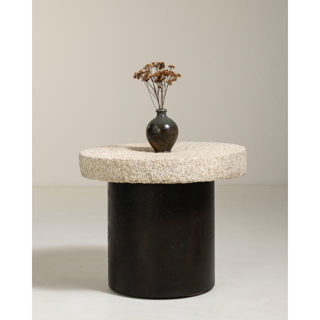Contemporary Iron Side Table with Stone Top, Antique, China, Early 20th Century For Sale - Image 3 of 11