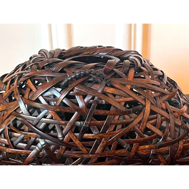 Purple Japanese Woven Ikebana Hanging Basket by Suemura Shobun For Sale - Image 8 of 18