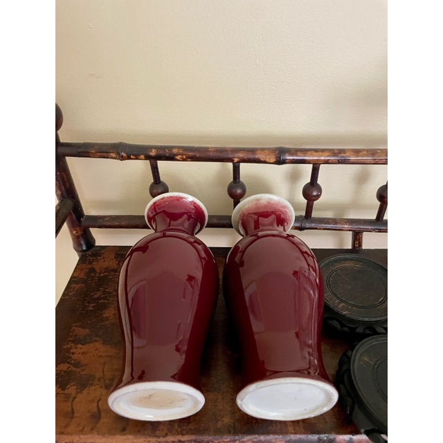 Japonisme Pair of Sang De Boeuf Vases on Stands For Sale - Image 3 of 7