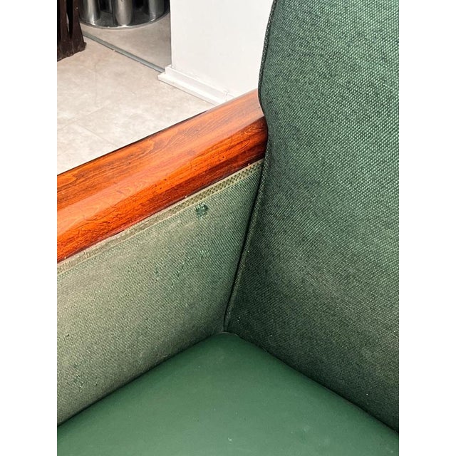 Large Vintage Art Deco Italian Club Chair in Burl Walnut and Green Fabric, 1930s For Sale - Image 10 of 18