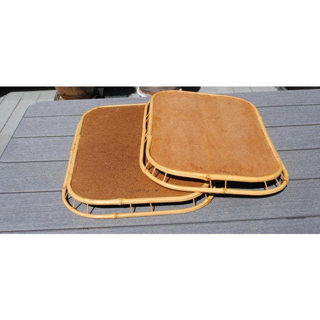 Vintage Bamboo Rattan Tiki Boho Serving Trays - a Pair For Sale - Image 4 of 5