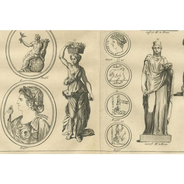 After Bernard de Montfaucon, Roman Female Statues and Medallions, 1721, Engraving For Sale - Image 3 of 9