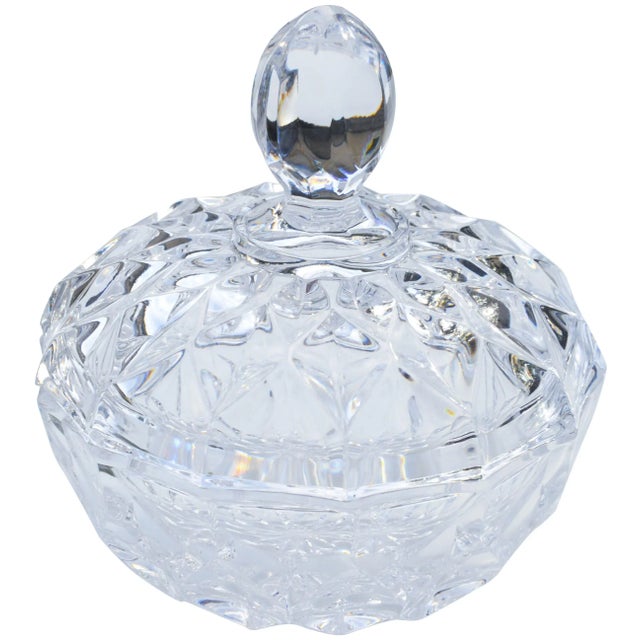 Vintage textured Lidded bowl with ornate crystal-cut design and intricate details. No maker's mark. This gorgeous accent...