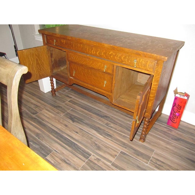 Vintage Solid Tiger Oak Server/Buffet For Sale - Image 4 of 8