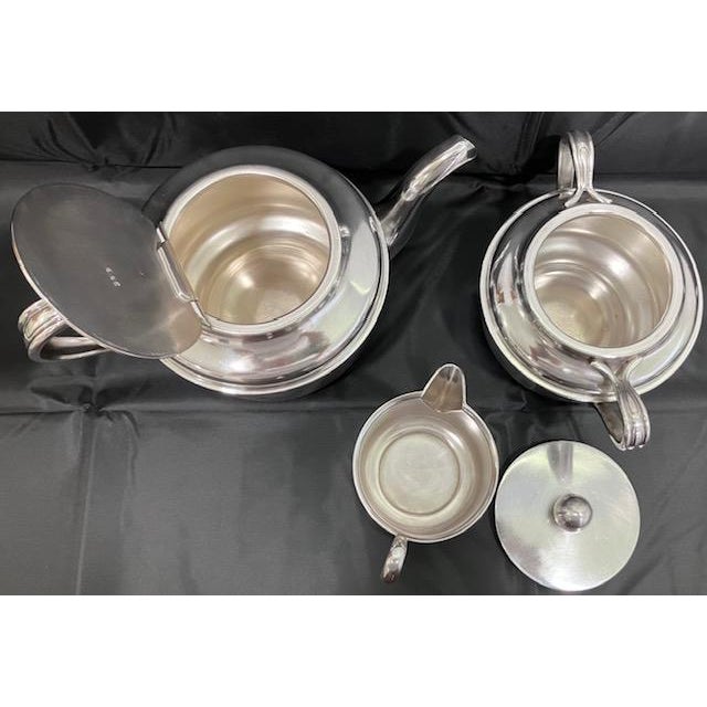 RARE set of WWII Reed & Barton Wardroom Officers' Mess Service Set. Silver-plated set includes teapot, sugar bowl with lid...