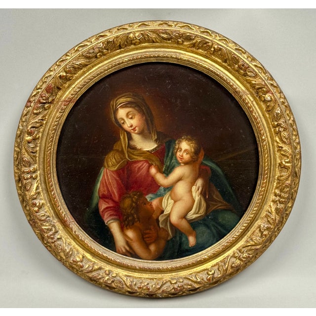 Virgin and Child with Saint John the Baptist, 1750, Oil Painting For Sale - Image 10 of 10