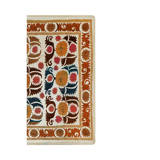 Vintage Suzani from Samarkand, circa 1900s. Dimension; 44'' x 50" inches /112 x 126 cm / 3'7'' x 4'1'' Material: Cotton...