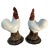 Large pair 18th century Chinese export porcelain cockerels or roosters standing on rock work on fitted carved wood stands....