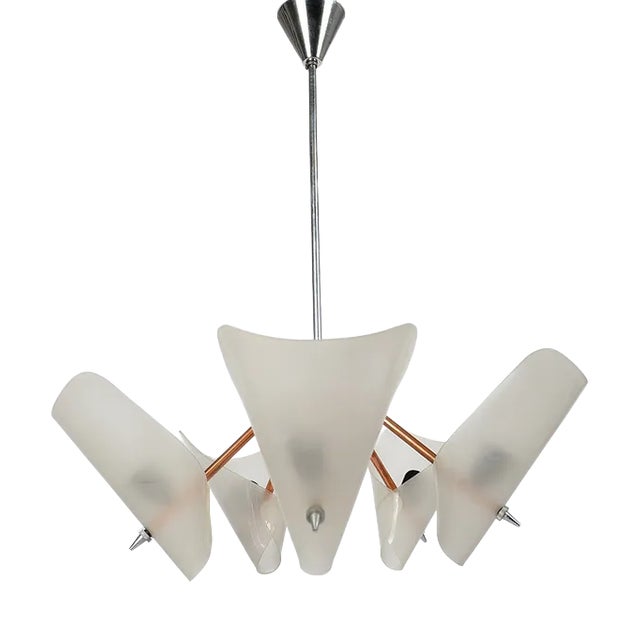 Mid-Century Brass Pendant Chandelier from Drukov, 1960s For Sale