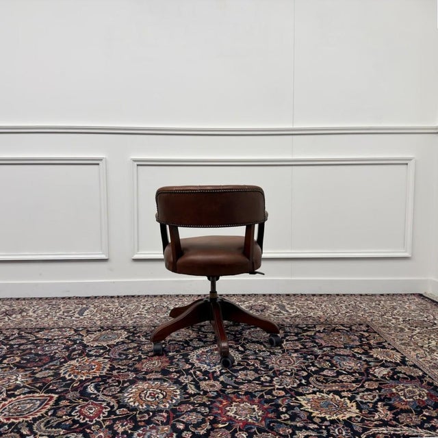 English Brown Chesterfield Wade Office Chair For Sale - Image 3 of 9
