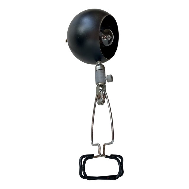 Vintage Danish Adjustable Black Ball Clamp Lamp,1970s For Sale