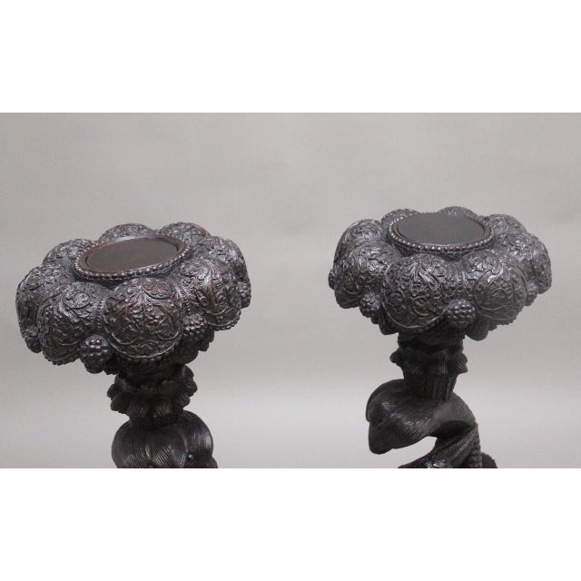 19th Century Anglo Indian Carved Torchers, 1860s, Set of 2 For Sale - Image 9 of 18