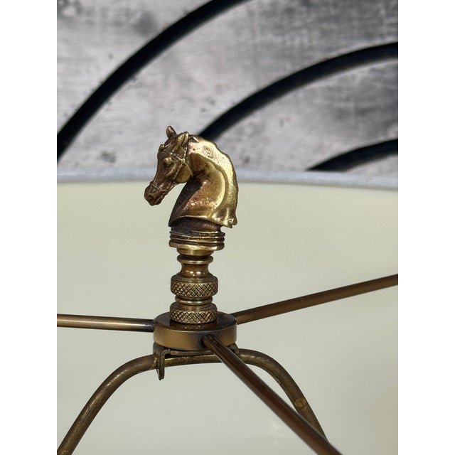 Traditional Brass Table Lamp Horse Head Finial, Vintage For Sale - Image 3 of 13