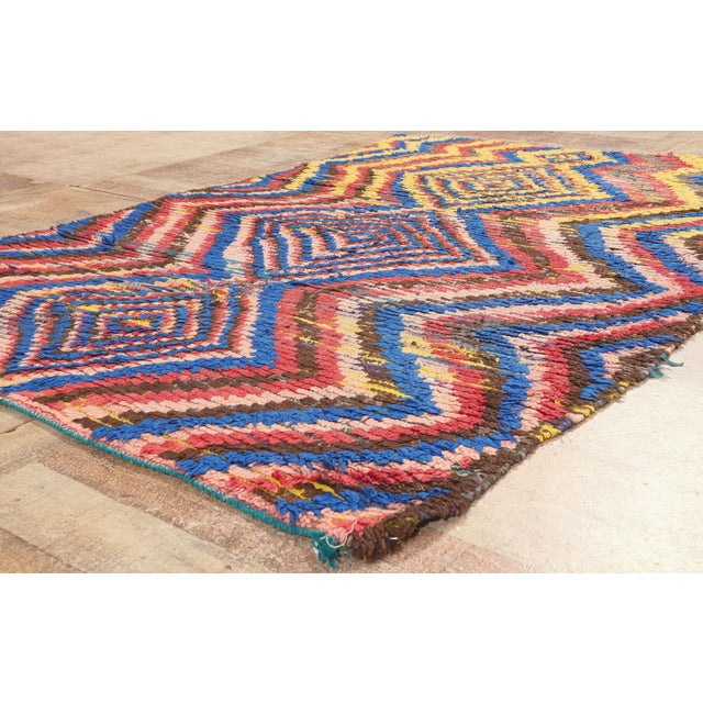 Blue Vintage Azilal Boucherouite Moroccan Rug, 04'11 X 06'08 For Sale - Image 8 of 10