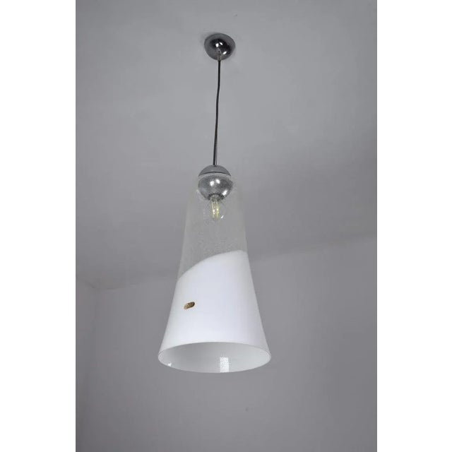 Mazzega Murano Pulegoso Glass Pendant Light, Labelled, Italy, 1970s For Sale - Image 10 of 11