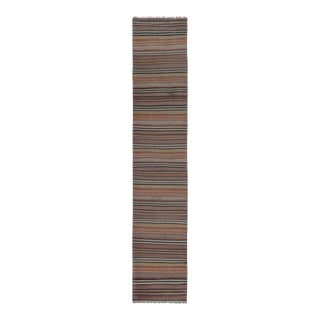 Tribal Flat Woven Turkish Striped Kilim Runner 2'3'' X 11'10'' For Sale