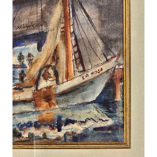 1950s Vintage Nautical Watercolor, Circa 1950 For Sale - Image 5 of 5