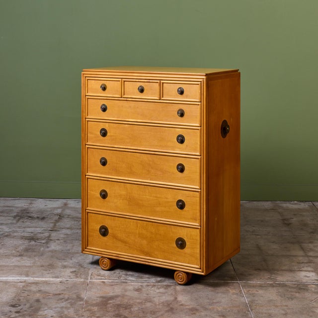 Maple highboy dresser from the Johnson Furniture Company of Grand Rapids, Michigan. Known for their collaborations with...