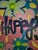 Fun, bright, graffiti-style painting on canvas by Amber Goldhammer. Excellent condition. Measurements are 30"h x 24"w x...
