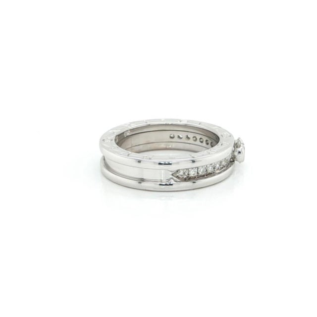 Bulgari Bvlgari B.zero1 Diamond Solitaire Ring 18k White Gold W/Cert Size 6 / Eu 52 For Sale - Image 4 of 9